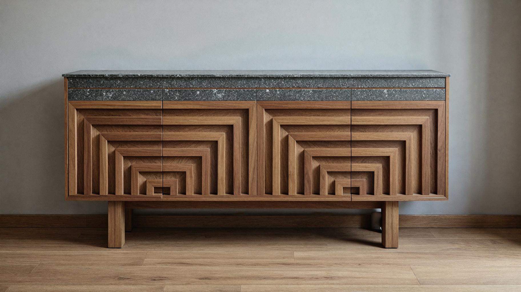 Vesta — Architectural Console in Wood & Granite