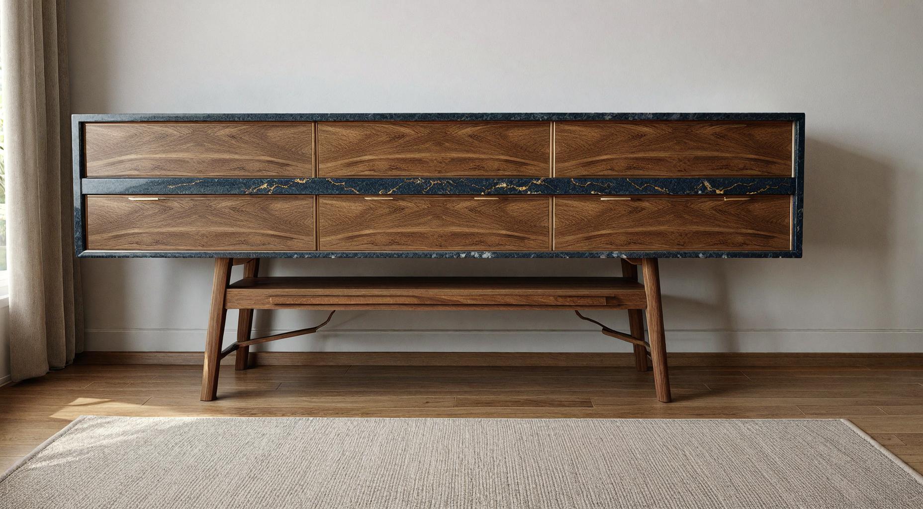Orion — Architectural Console with Granite & Wood
