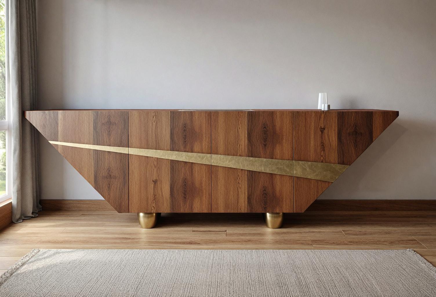 LUMINA — Architectural Inlay Wood & Brass Console