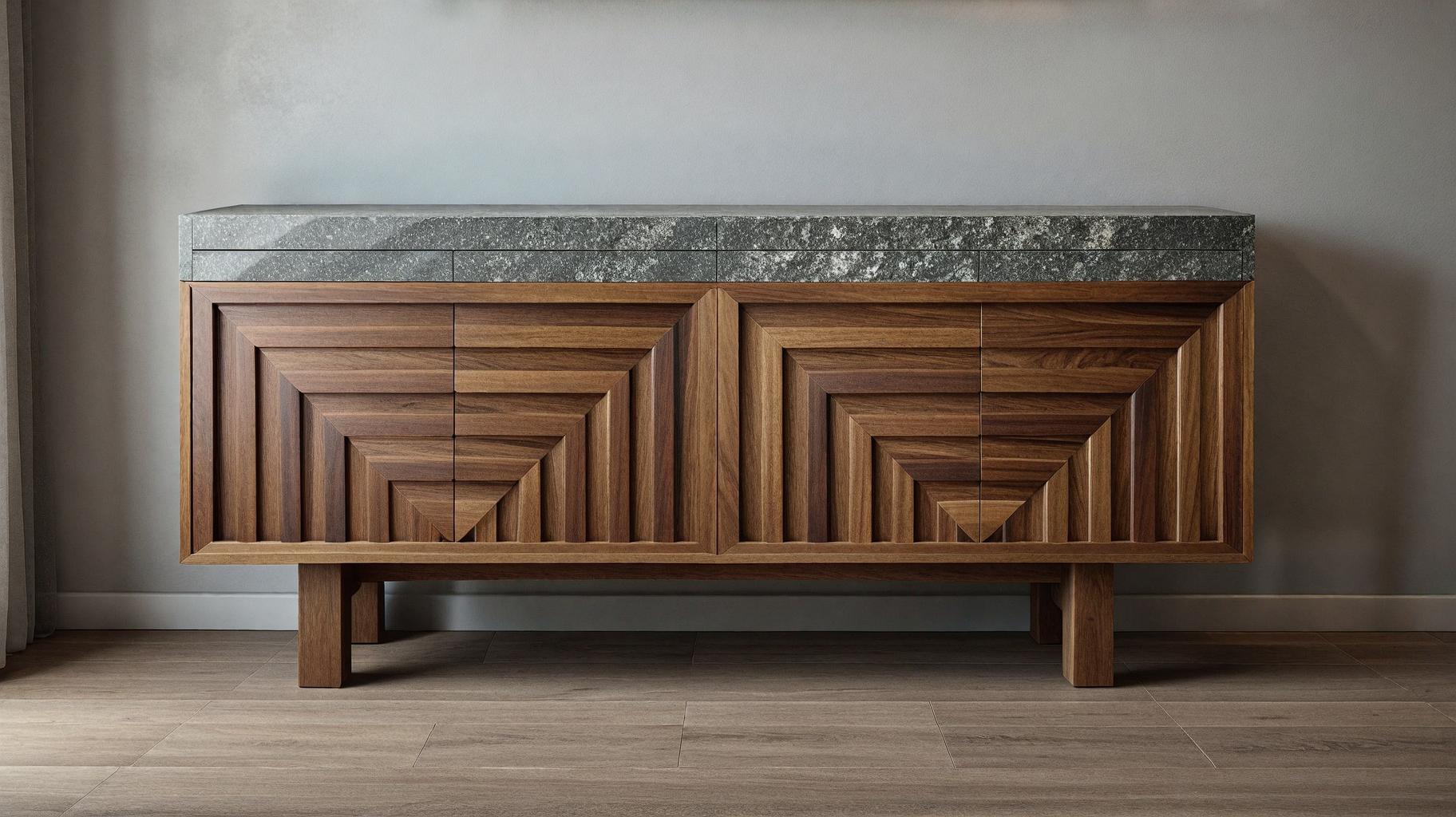 Vesta — Architectural Console in Wood & Granite