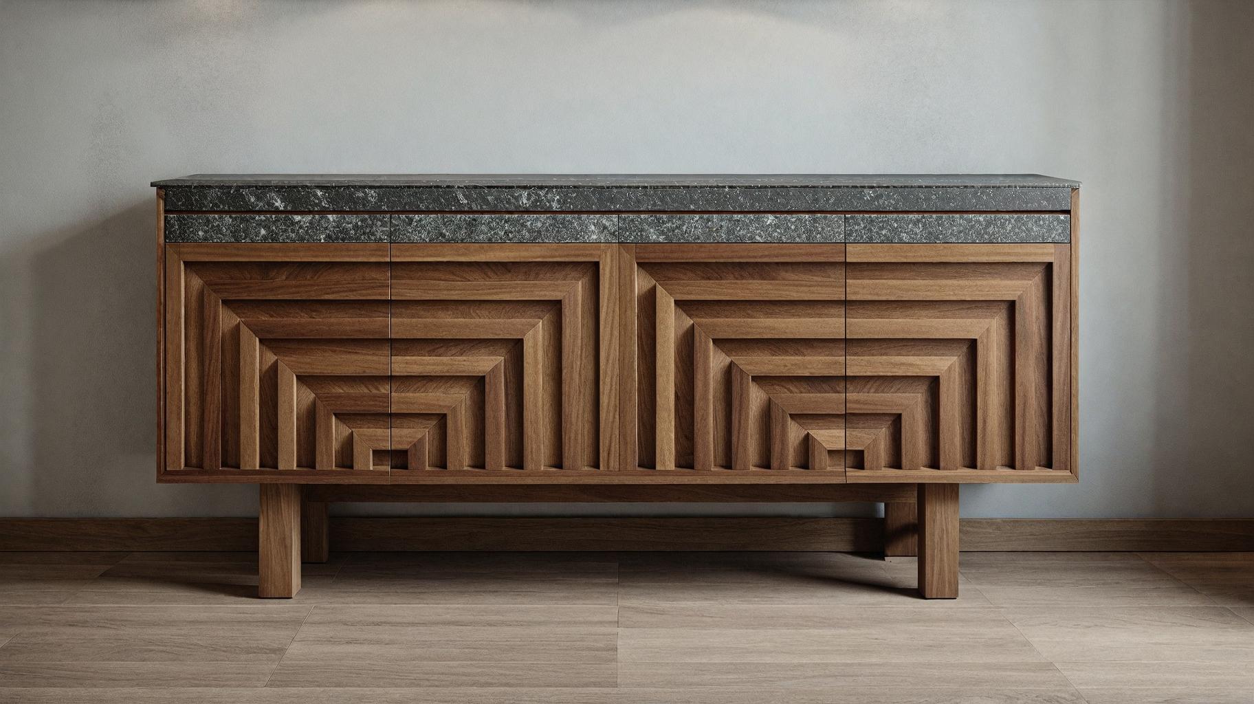 Vesta — Architectural Console in Wood & Granite