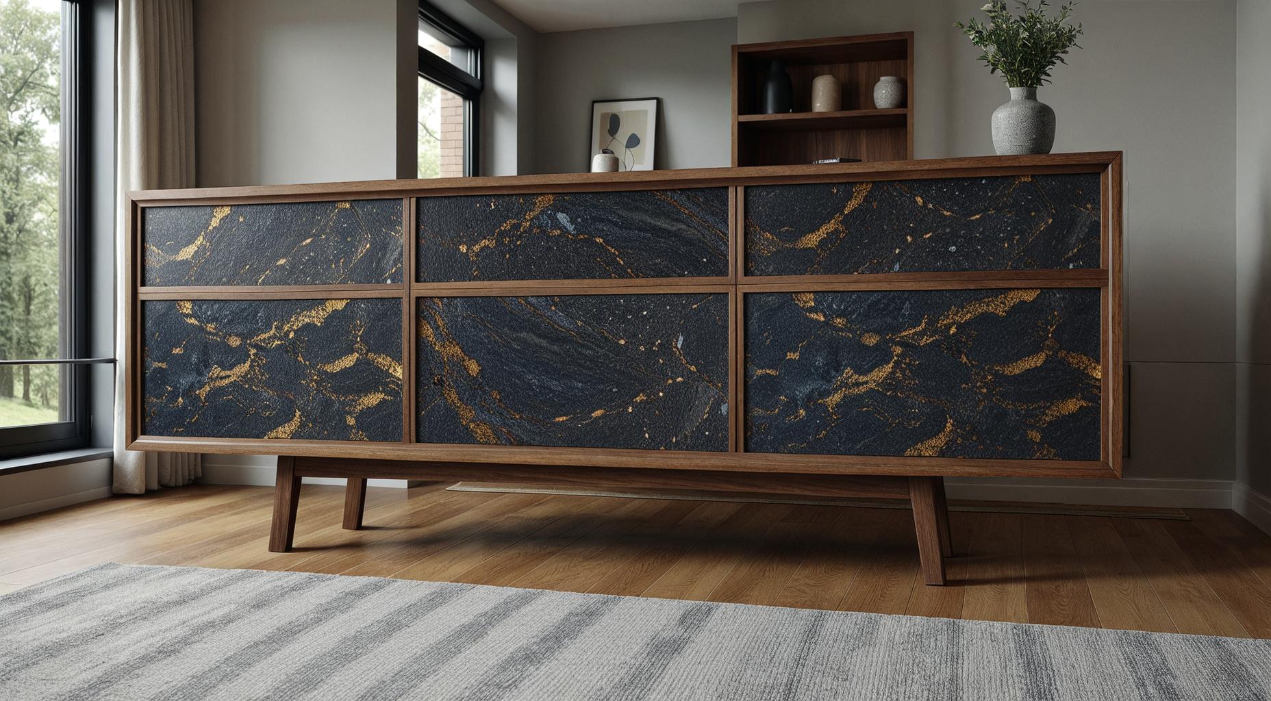 Aurelia — Granite & Wood Architectural Console