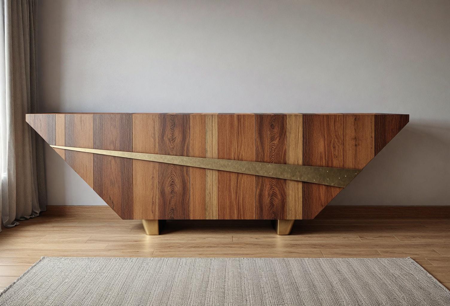 LUMINA — Architectural Inlay Wood & Brass Console