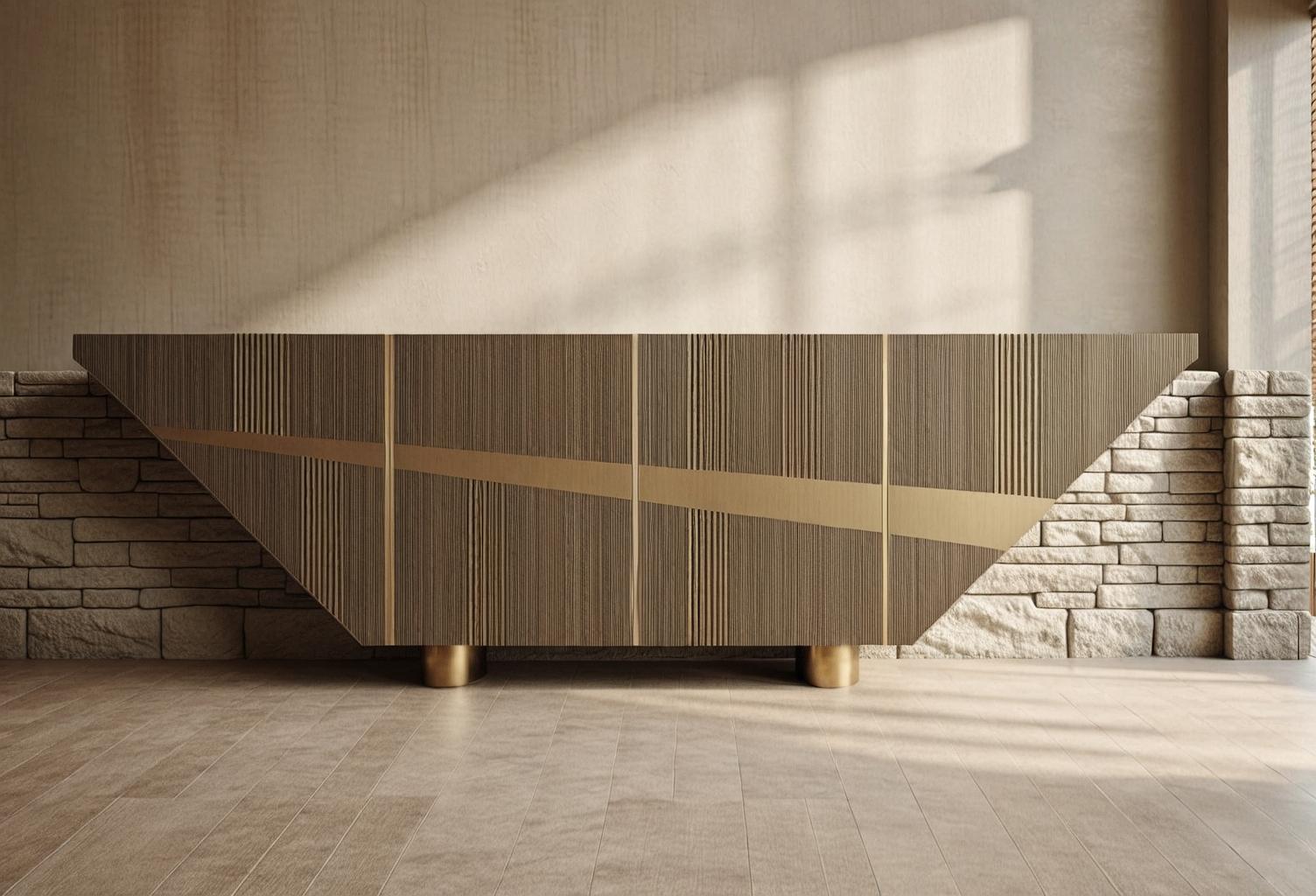 LUMINA — Architectural Inlay Wood & Brass Console