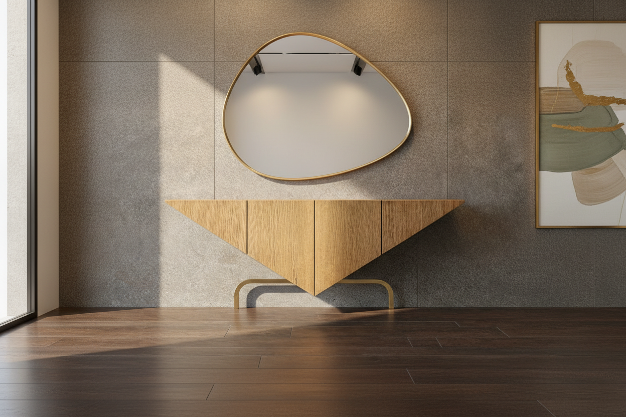 Elara Sculptural Console Table in luxury interior setting